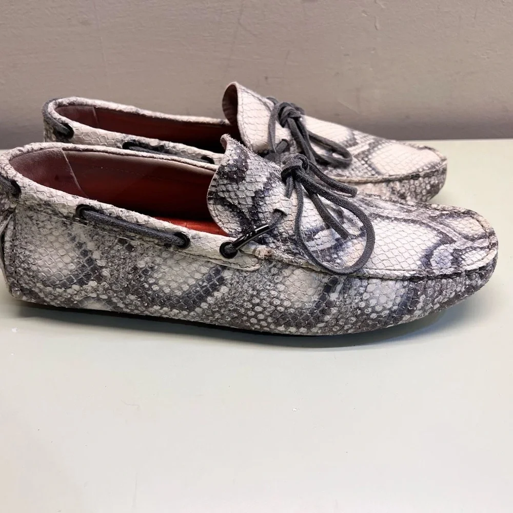 NWT John Richmond Gray and White Snakeskin Loafers